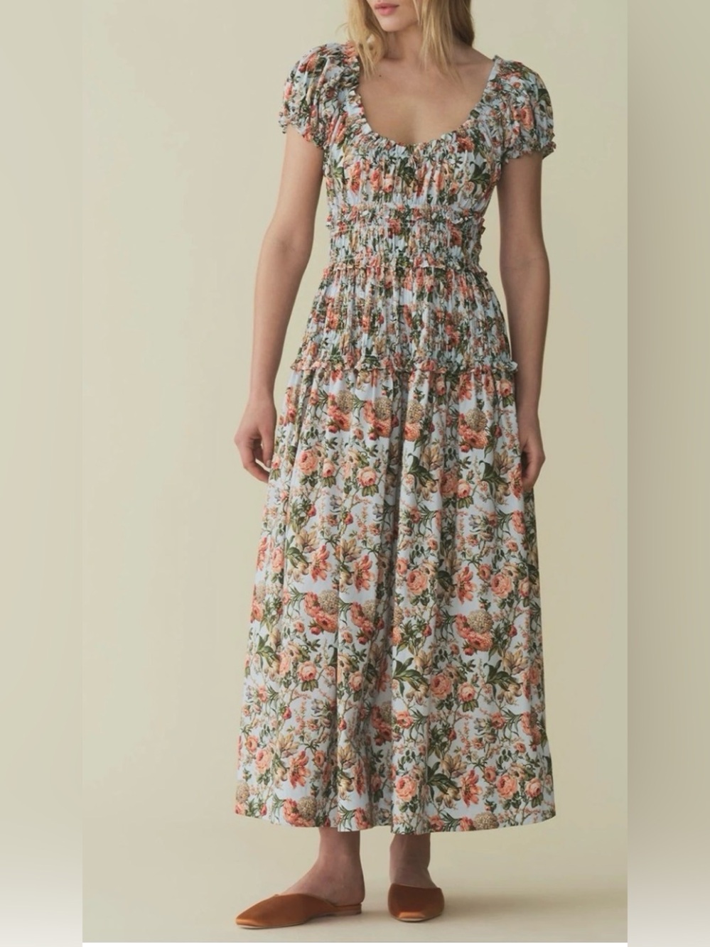 Doen Blue Leanne Liberty of London floral-print cotton midi dress